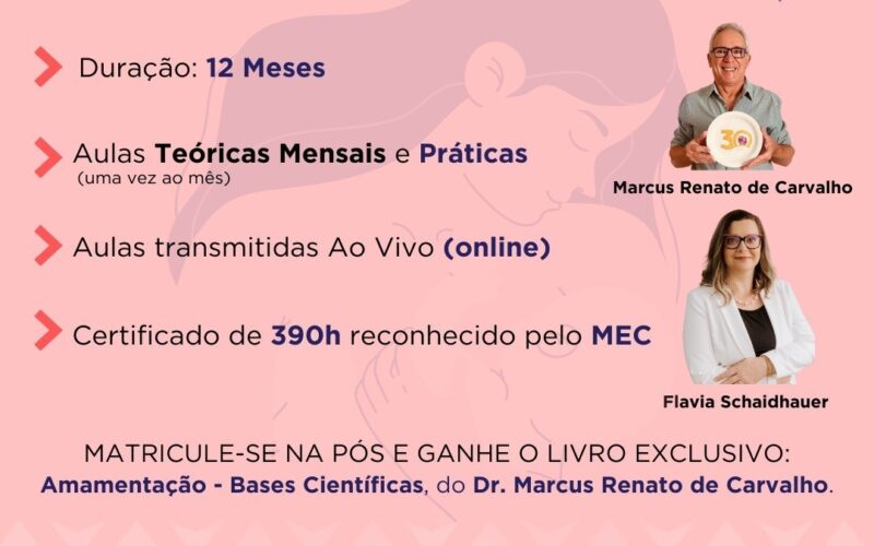 ESPECIALIZAÇÃO em ALEITAMENTO abre nova turma com mais de uma década de experiência